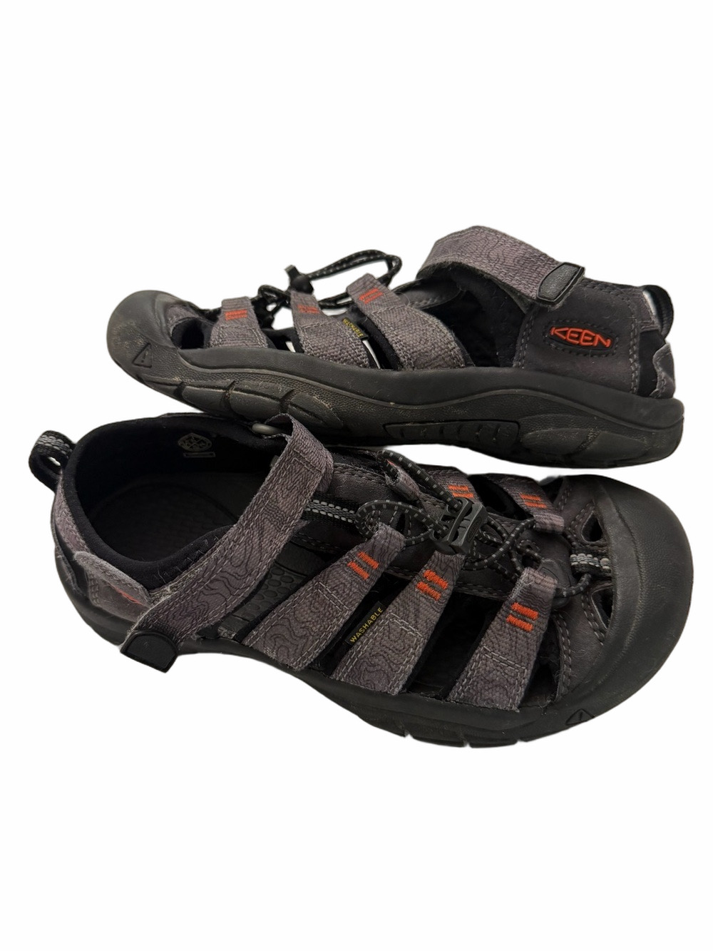 Keen Kids Black Grey Closed Toe Outdoor Sandals with Orange Accents Child Size 4